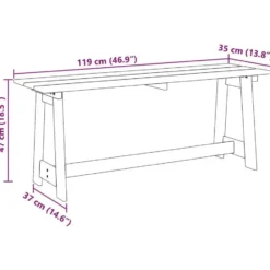vidaXL - Buitenenbank - Naturel - Massief grenenhout - 119x35x47 cm