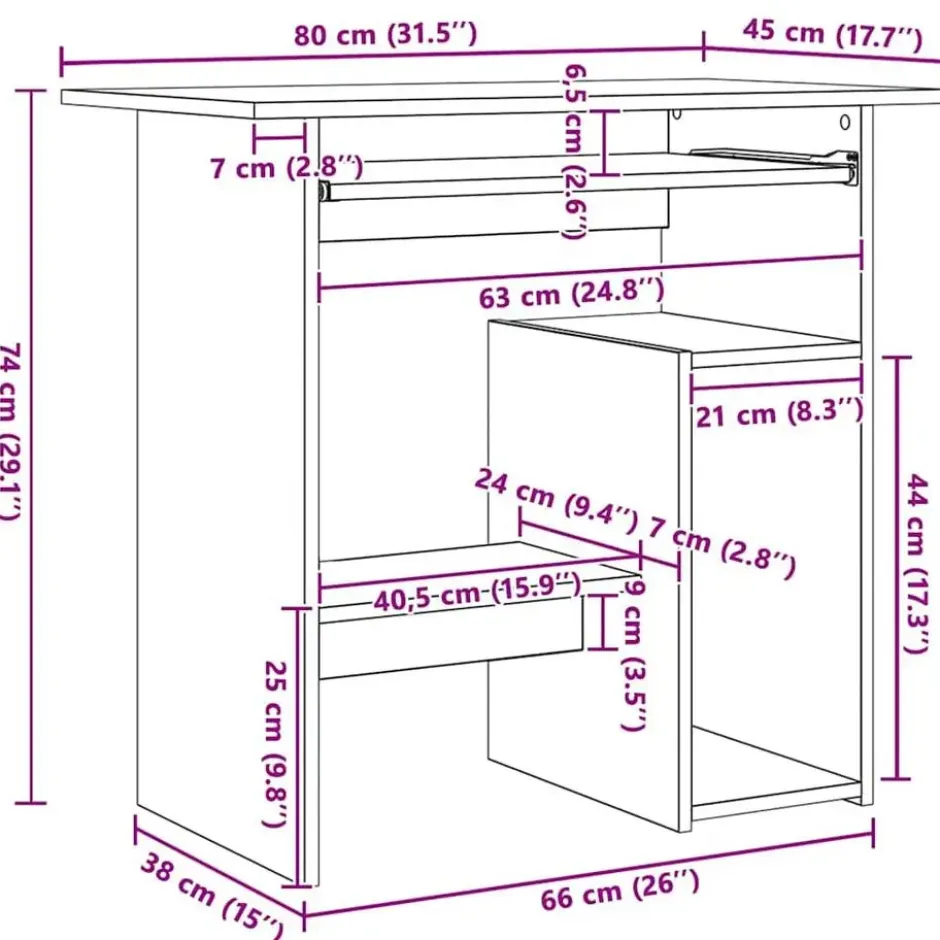 vidaXL - Bureau - Bruin - Bewerkt hout