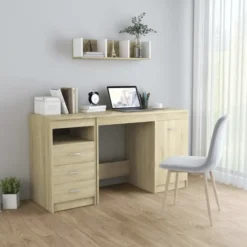vidaXL - Bureau - Bruin - Bewerkt hout