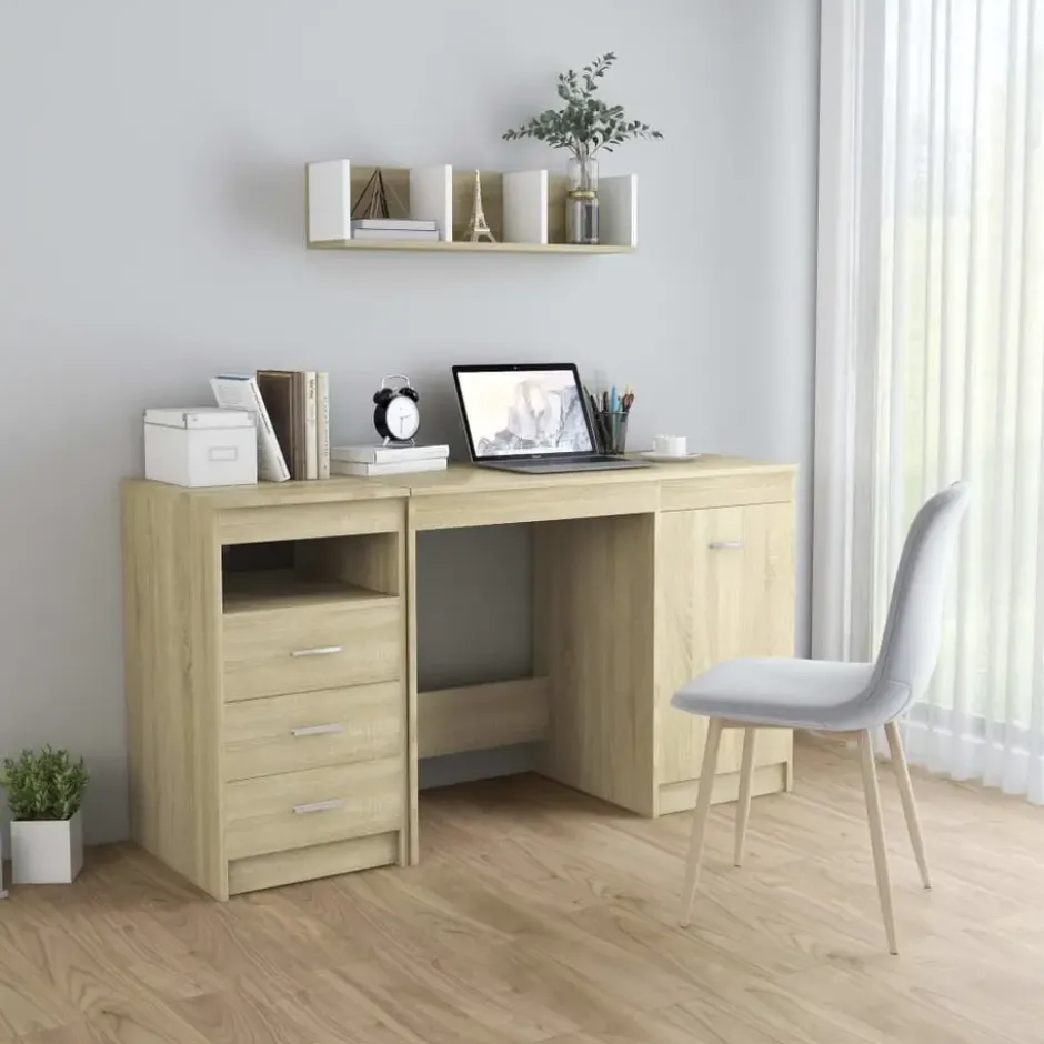 vidaXL - Bureau - Bruin - Bewerkt hout