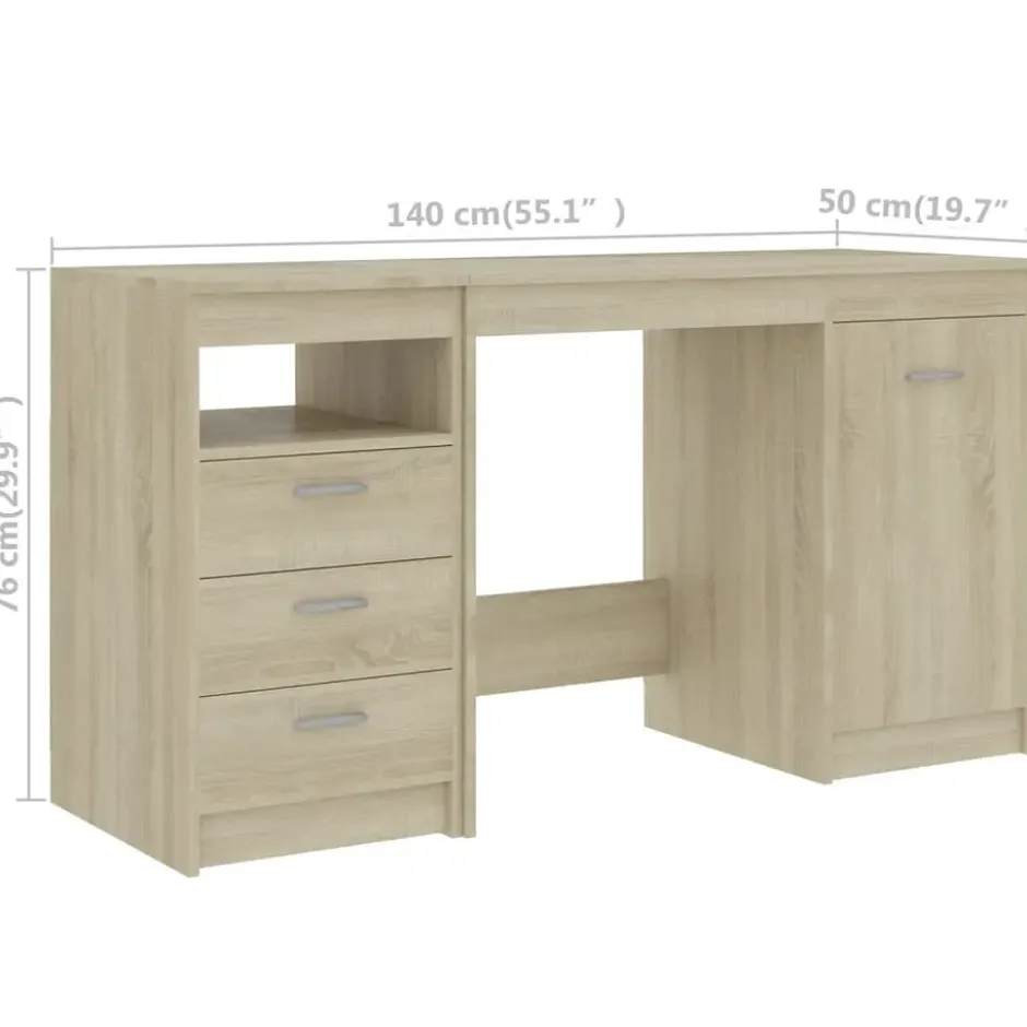 vidaXL - Bureau - Bruin - Bewerkt hout