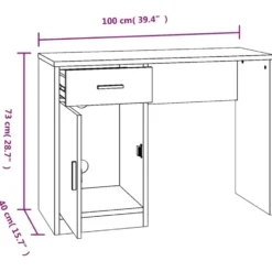 vidaXL - Bureau - Bruin - Bewerkt hout