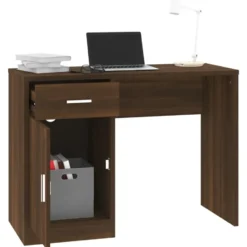 vidaXL - Bureau - Bruin - Bewerkt hout
