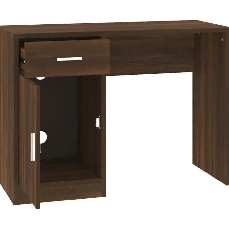 vidaXL - Bureau - Bruin - Bewerkt hout