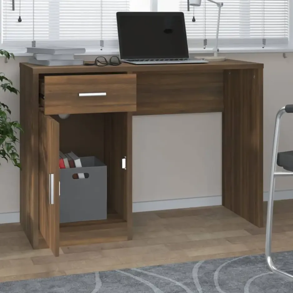 vidaXL - Bureau - Bruin - Bewerkt hout