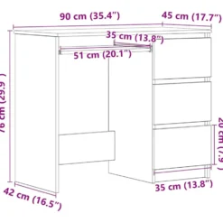 vidaXL - Bureau - Bruin - Bewerkt hout