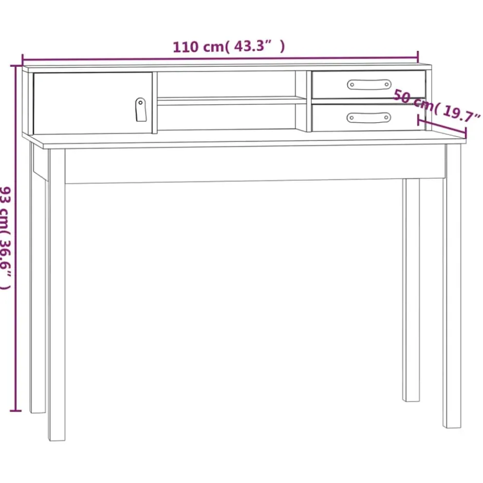 vidaXL - Bureau - Bruin - Grenenhout
