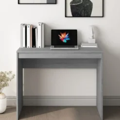 vidaXL - Bureau - Grijs - Bewerkt hout