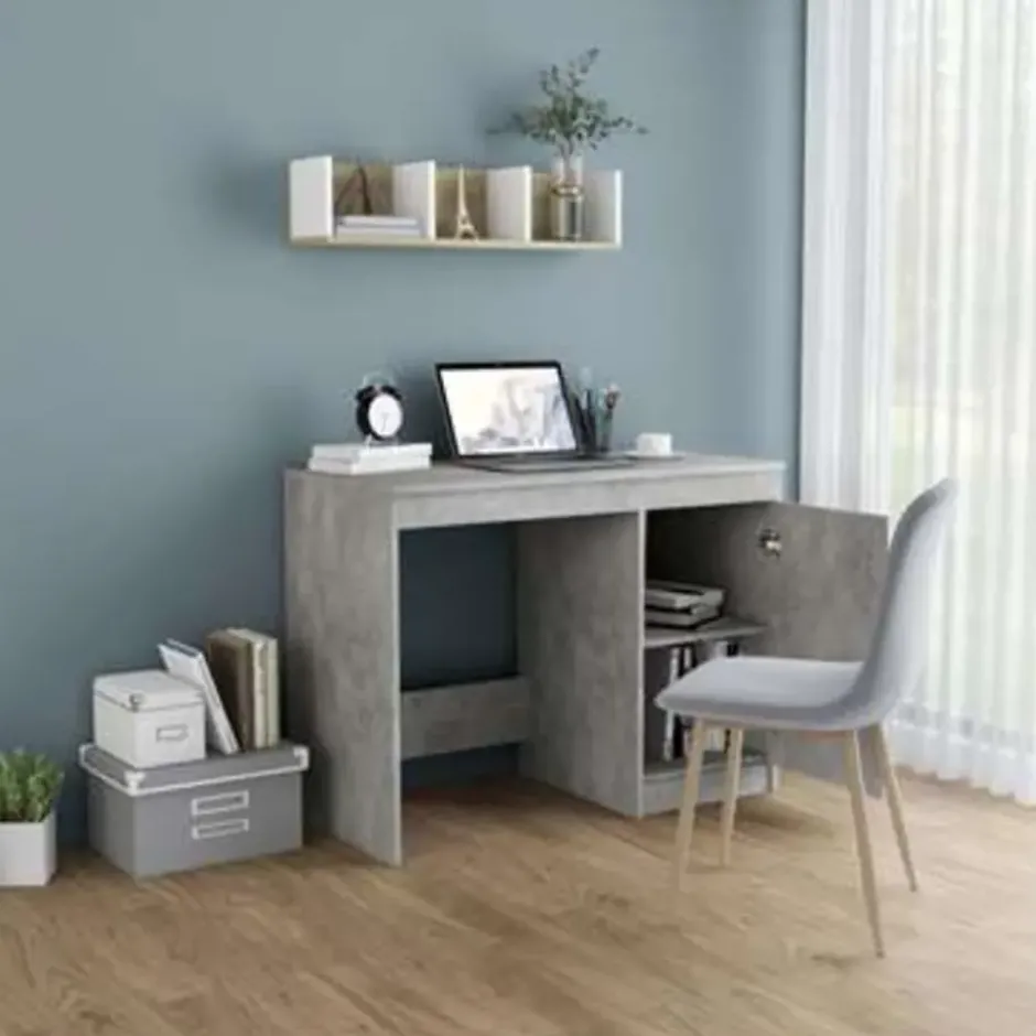 vidaXL - Bureau - Grijs - Bewerkt hout