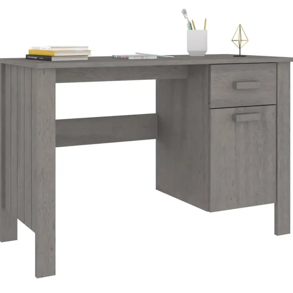 vidaXL - Bureau - Grijs - Grenenhout