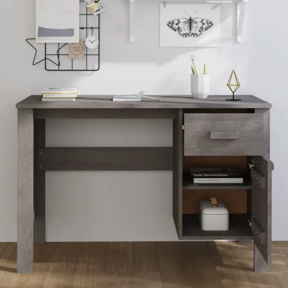 vidaXL - Bureau - Grijs - Grenenhout