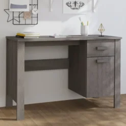 vidaXL - Bureau - Grijs - Grenenhout