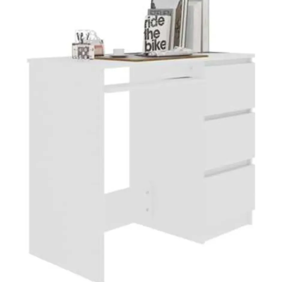 vidaXL - Bureau - Wit - Bewerkt hout