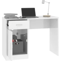 vidaXL - Bureau - Wit - Bewerkt hout