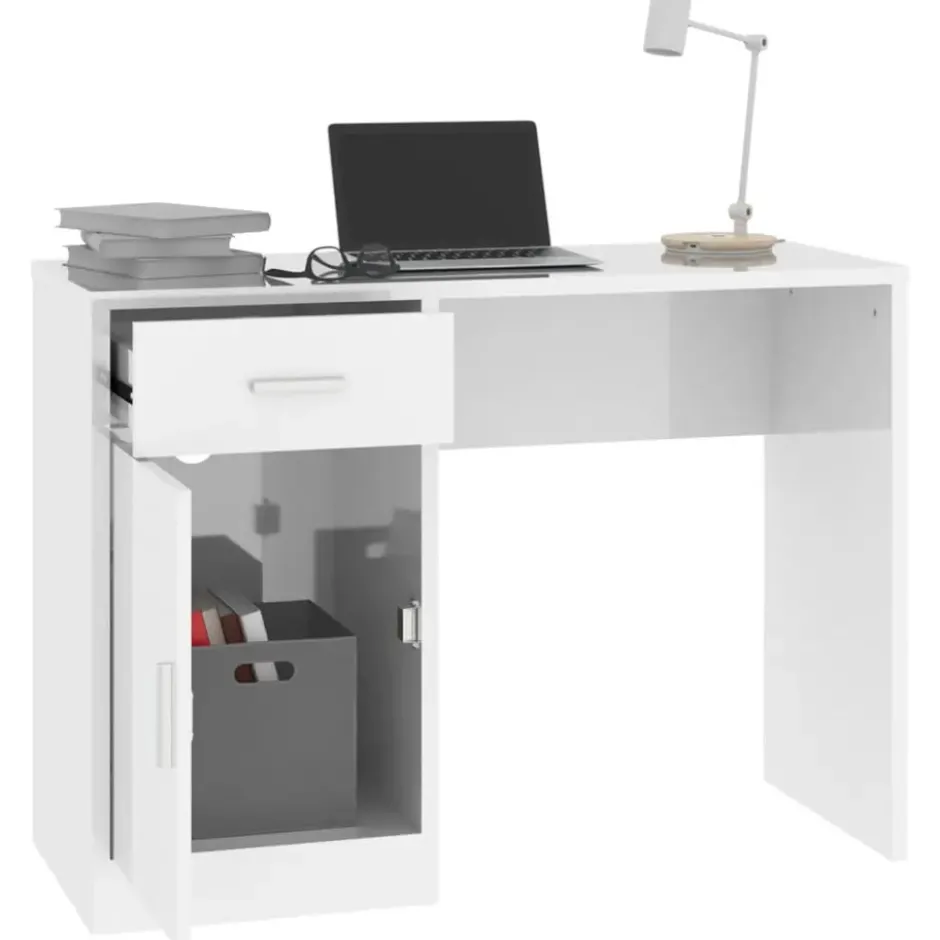 vidaXL - Bureau - Wit - Bewerkt hout