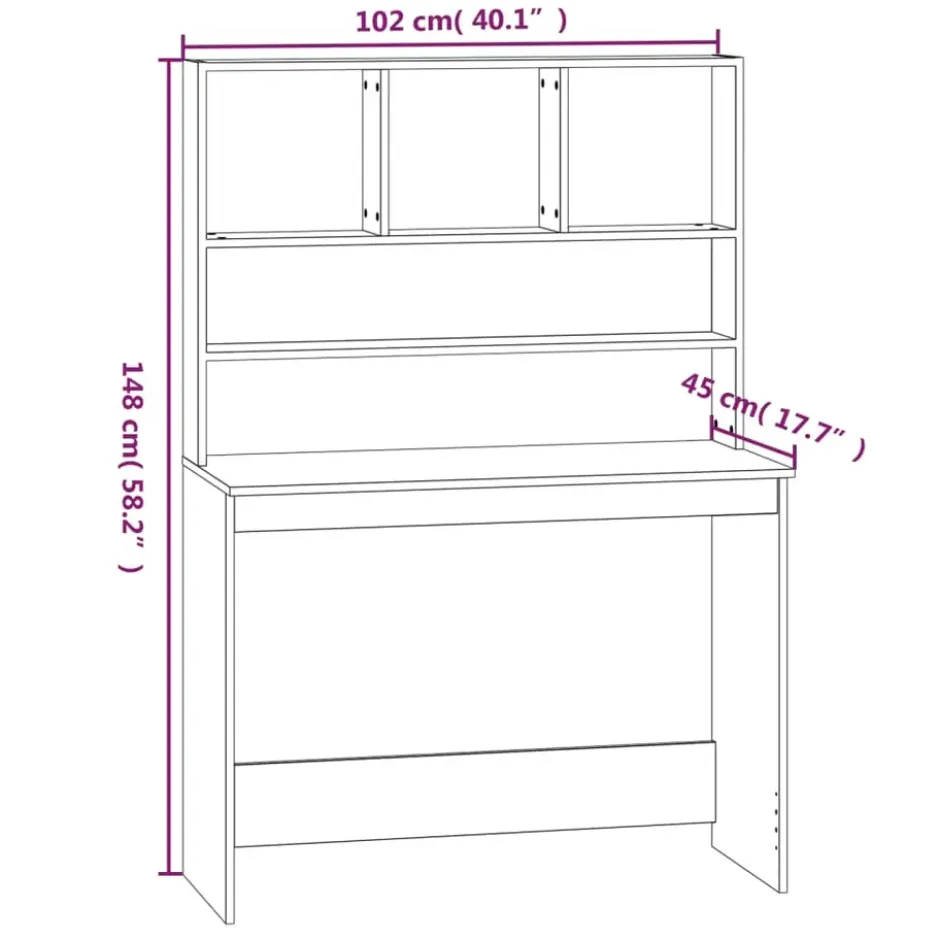vidaXL - Bureau - Wit - Bewerkt hout