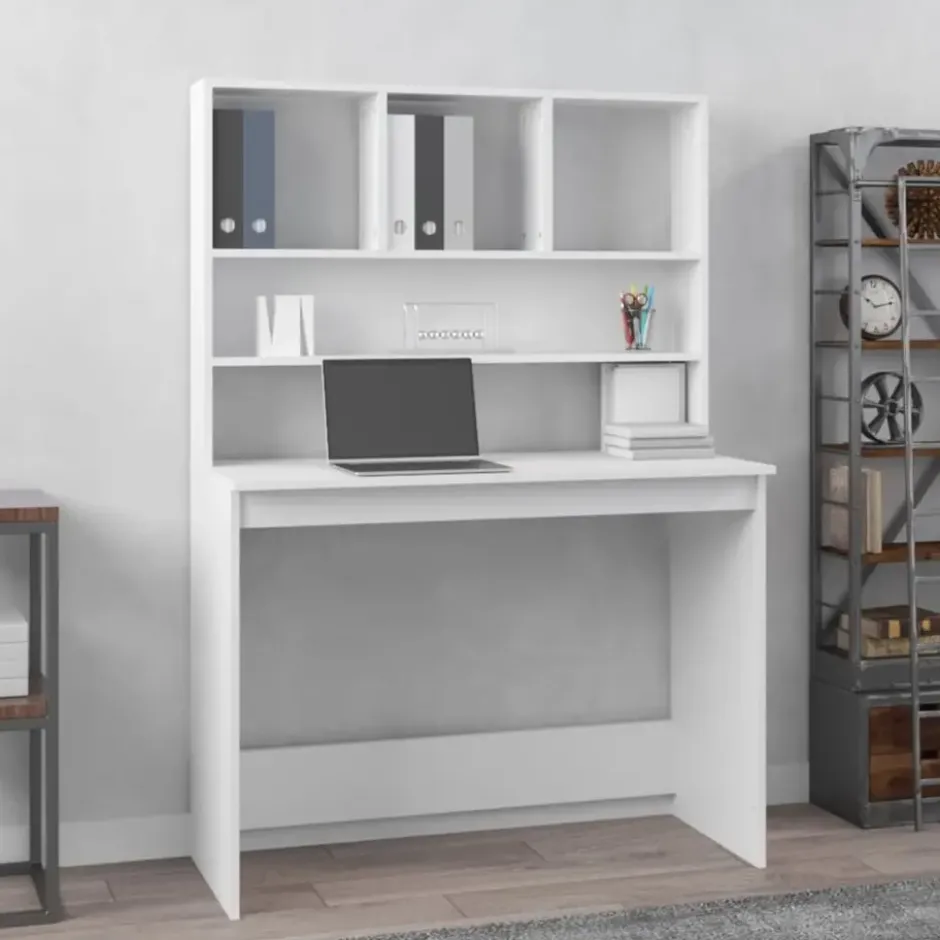 vidaXL - Bureau - Wit - Bewerkt hout