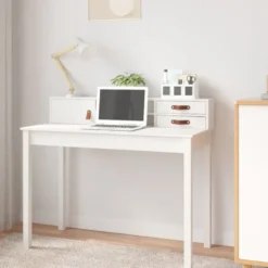 vidaXL - Bureau - Wit - Grenenhout