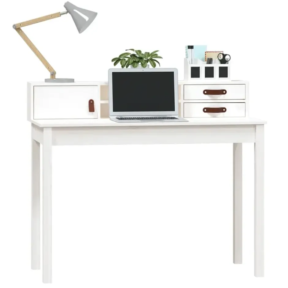 vidaXL - Bureau - Wit - Grenenhout