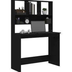 vidaXL - Bureau - Zwart - Bewerkt hout