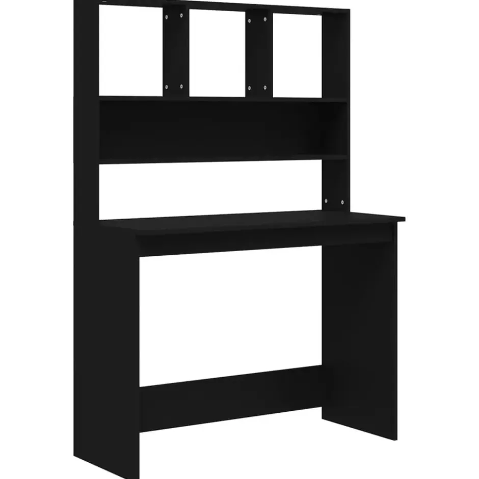 vidaXL - Bureau - Zwart - Bewerkt hout