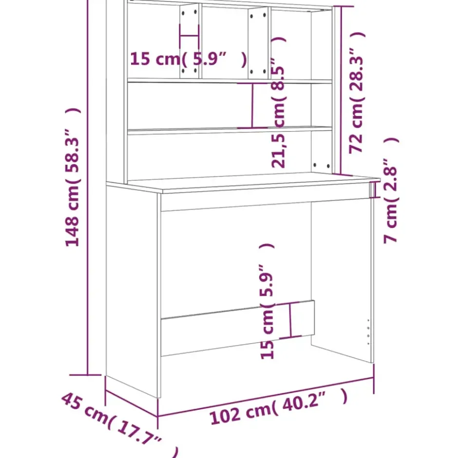vidaXL - Bureau - Zwart - Bewerkt hout
