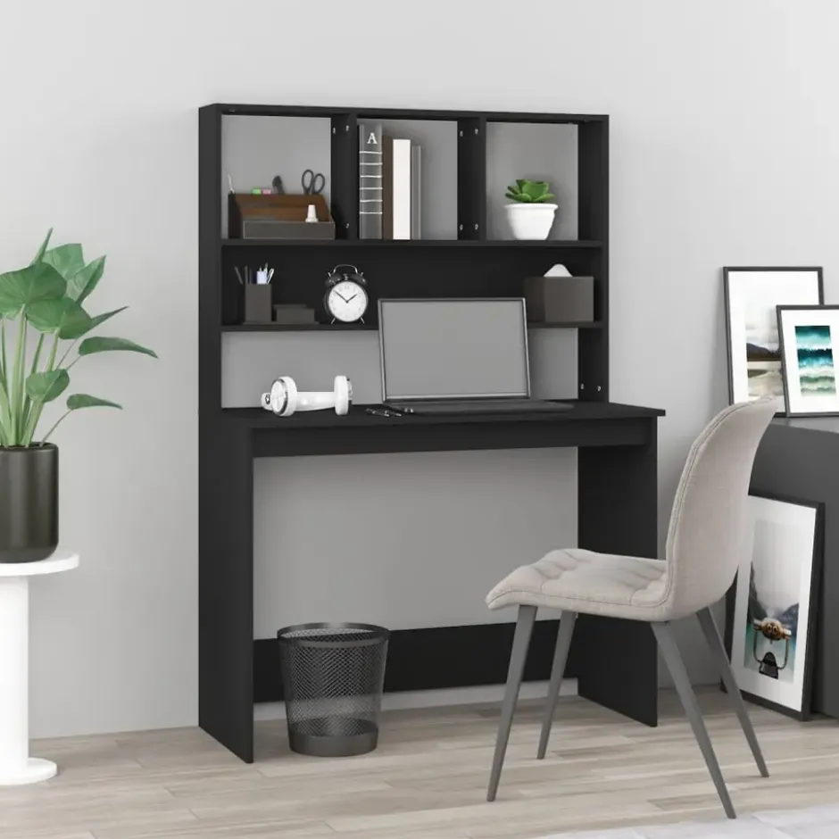 vidaXL - Bureau - Zwart - Bewerkt hout