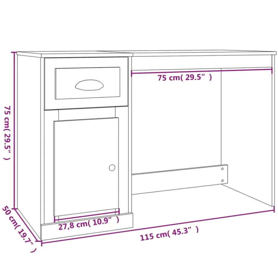 vidaXL - Bureau - Zwart - Bewerkt hout