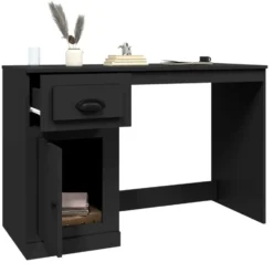 vidaXL - Bureau - Zwart - Bewerkt hout