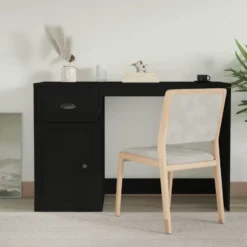 vidaXL - Bureau - Zwart - Bewerkt hout