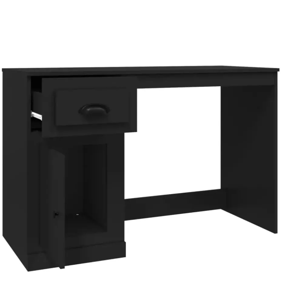 vidaXL - Bureau - Zwart - Bewerkt hout