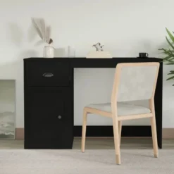 vidaXL - Bureau - Zwart - Bewerkt hout