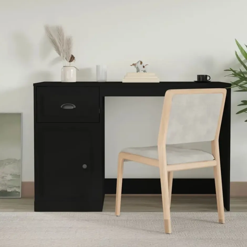 vidaXL - Bureau - Zwart - Bewerkt hout