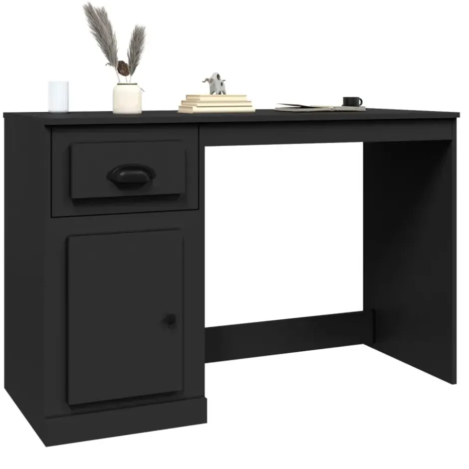vidaXL - Bureau - Zwart - Bewerkt hout