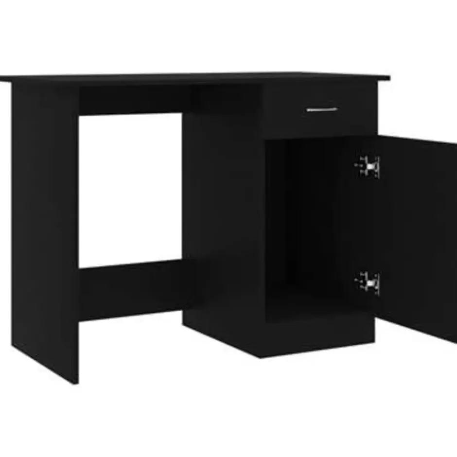vidaXL - Bureau - Zwart - Bewerkt hout