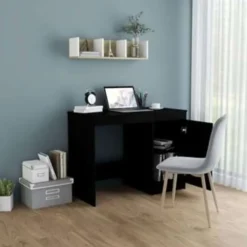 vidaXL - Bureau - Zwart - Bewerkt hout