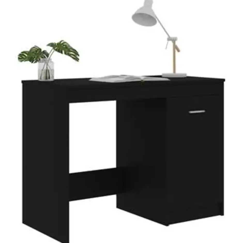 vidaXL - Bureau - Zwart - Bewerkt hout
