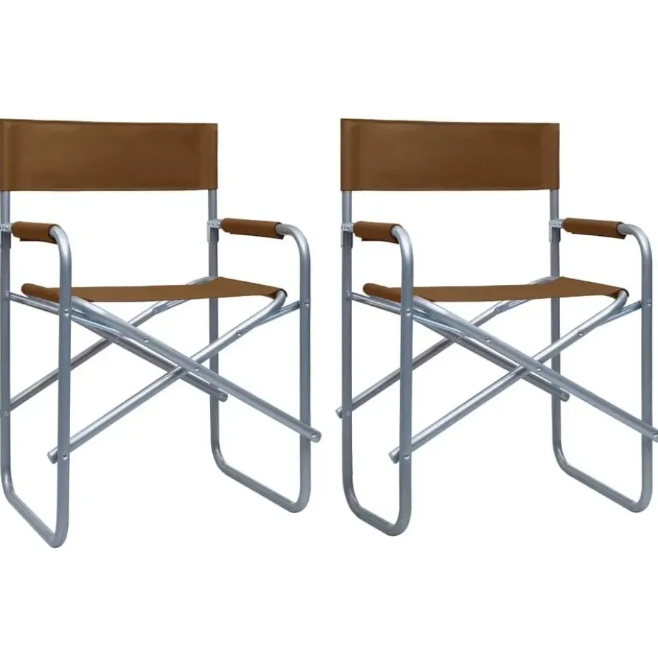 vidaXL - Campingstoel - Bruin - Metaal - 2 stuks