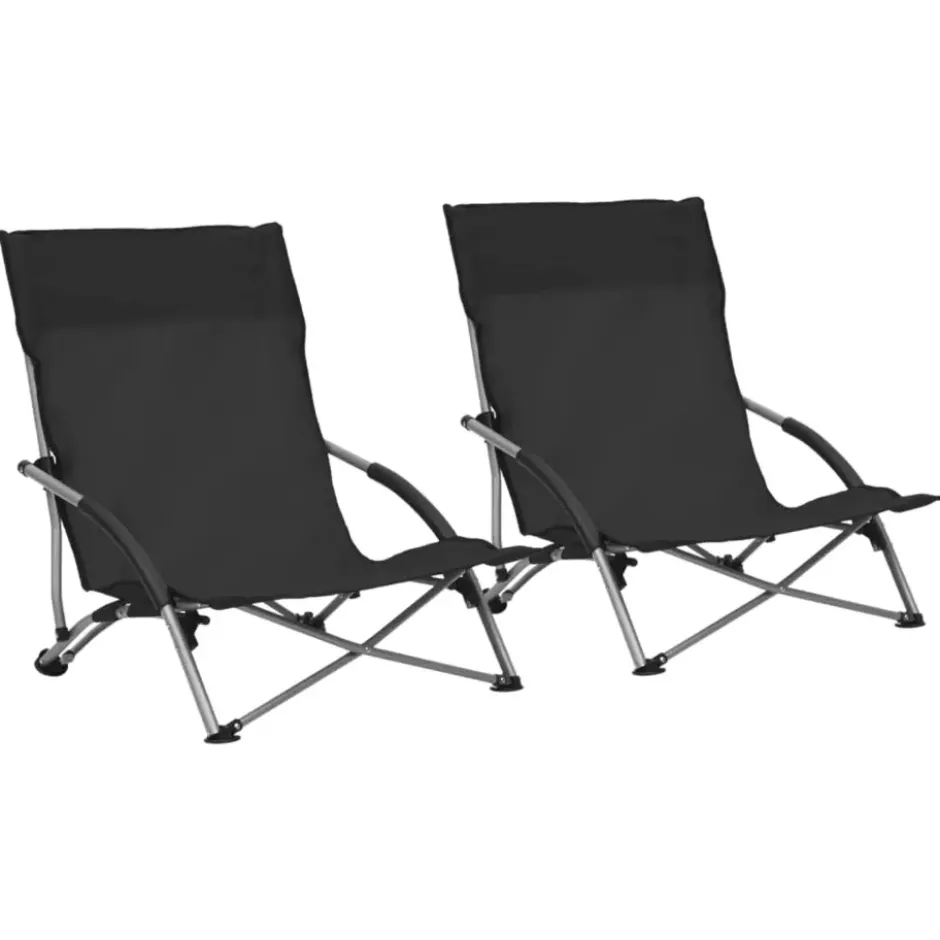 vidaXL - Campingstoel - Zwart - Stof - 2 stuks