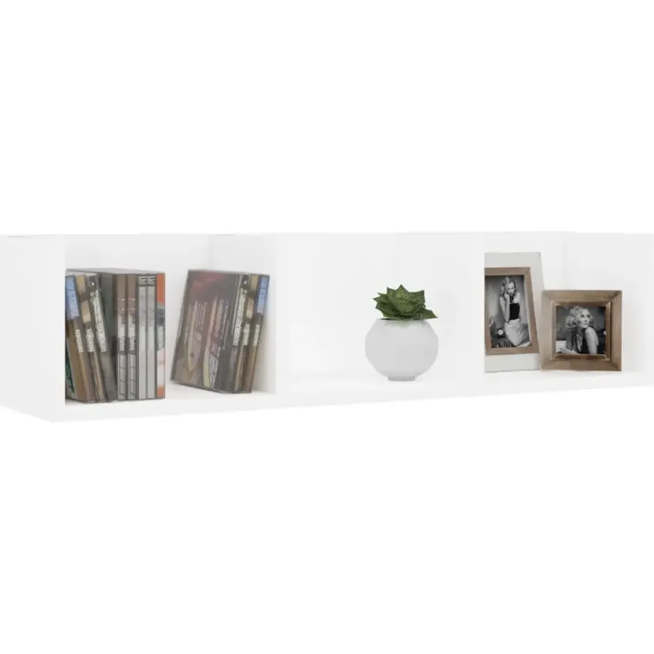 vidaXL - Cd-rek - Wit - Bewerkt hout