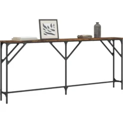 vidaXL - Consoletafel - Gerookt eiken - Bewerkt hout - 180x23x75 cm
