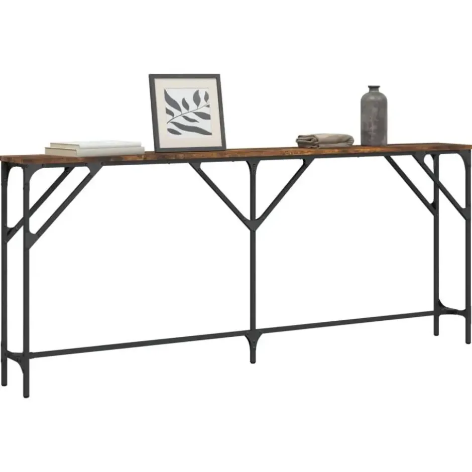 vidaXL - Consoletafel - Gerookt eiken - Bewerkt hout - 180x23x75 cm