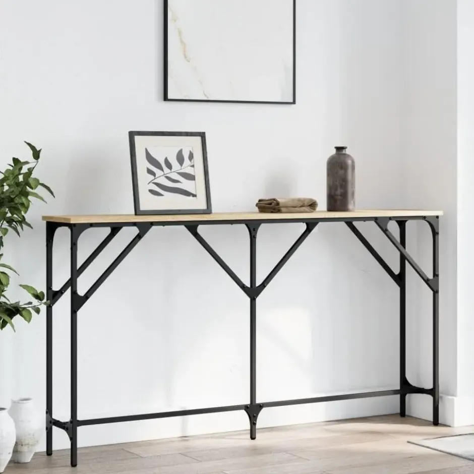 vidaXL - Consoletafel - Sonoma eiken - Bewerkt hout - 140x23x75 cm
