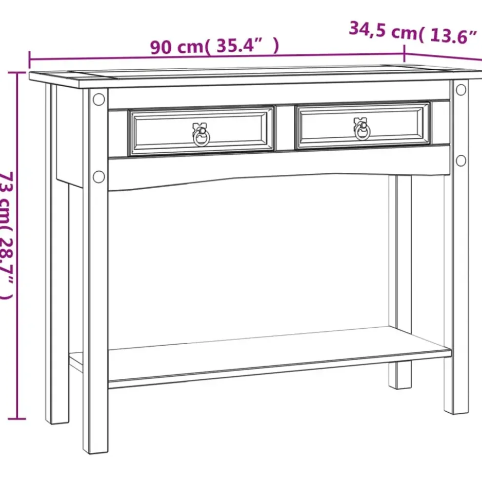 vidaXL - Console Tafel - Wit - Grenenhout