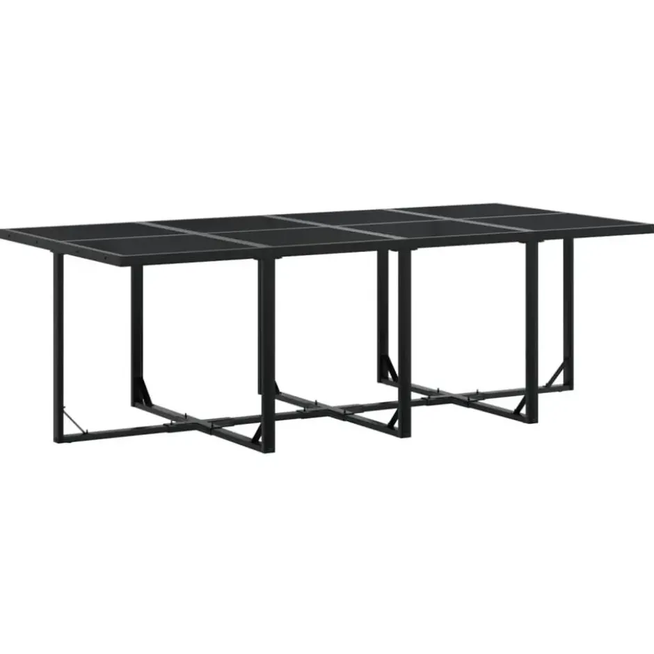 vidaXL - 9-delige inklapbaar Tuinset gris kussens -Zwart textileen - 220x107 cm