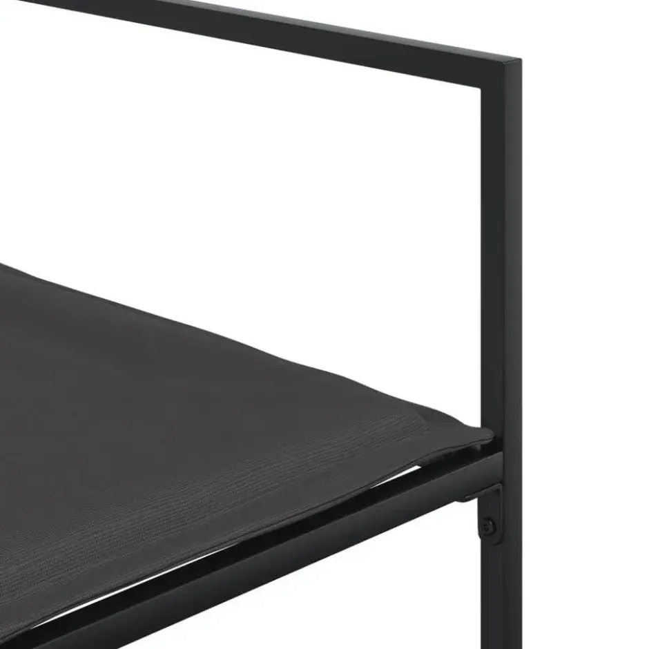 vidaXL - 7-delige inklapbaar Tuinset gris kussens -Zwart textileen - 165x107 cm