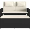 vidaXL - 2-delige Loungebanken Verstelbare met crème kussens - 113x61x87 cm