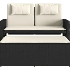 vidaXL - 2-delige Loungebanken Verstelbare met crème kussens - 113x61x87 cm