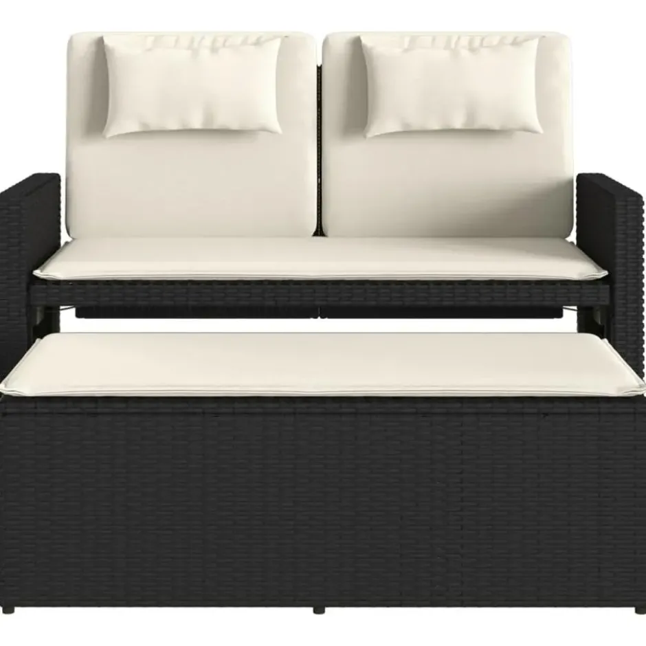 vidaXL - 2-delige Loungebanken Verstelbare met crème kussens - 113x61x87 cm