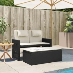 vidaXL - 2-delige Loungebanken Verstelbare met crème kussens - 113x61x87 cm